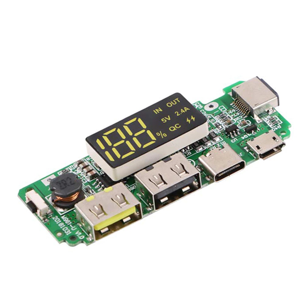 QC Dual USB 5V 2.4A Micro Type C Lightning USB Power Bank Kit With LED Display In Pakistan