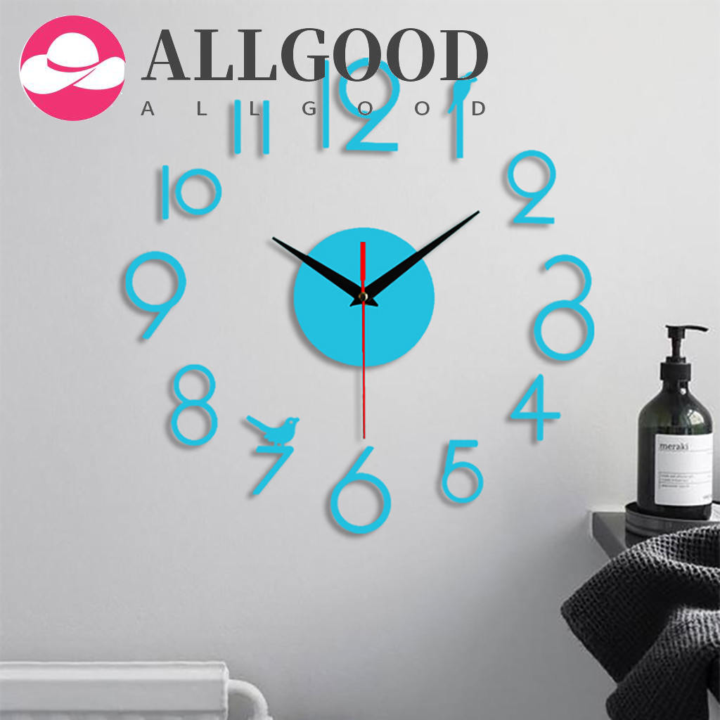 Frameless Diy Wall Office Mirror Home Clock 3d Mute Decor Sticker Surface