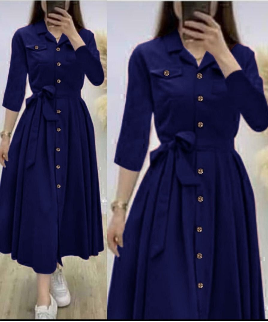 Kishmish Stitched Pocket Flap Frock With Belt For Girls And Women Party Weeding Maxi Amazing Dress New Style Arrival Ladies Summer Fashion (A2zee Shopping)