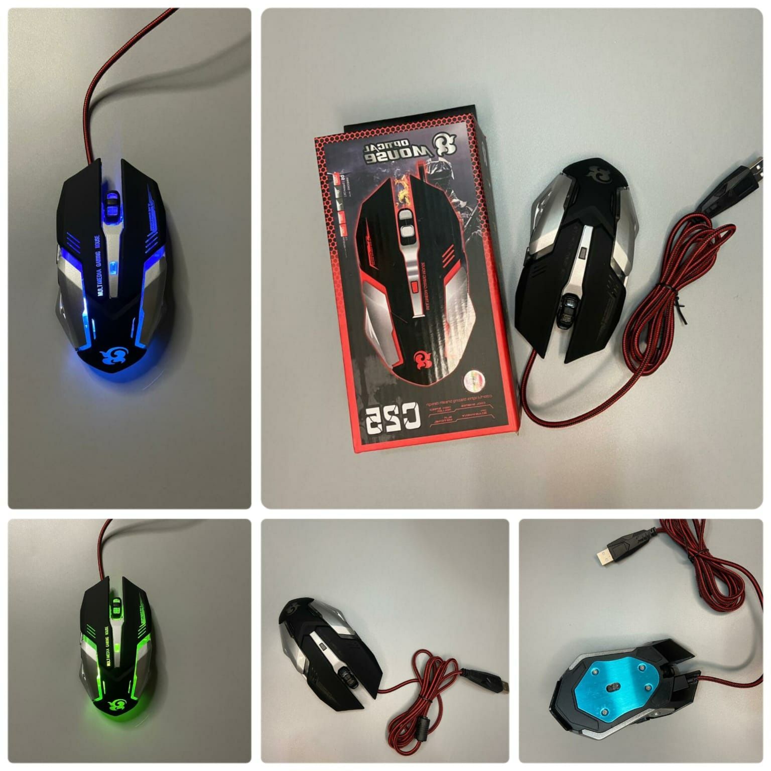 Inner Setting T9 USB Wired Gaming Mouse | 3600DPI Adjustable High Sensitivity Optical Computer Accessories | 6 Buttons Programmable LED Backlit Lighting Ergonomic Desktop Laptop Gamer Peripheral Professional Silent Click High-Precision Tracking-Black