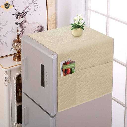 The Royal Bedding Fridge Dust Cover  Refrigerator Dustproof Cover with 6 Pocket Household Freezer Top Hanging Bag Fridge Storage Bag Appliance Protector Organizer Washing Machine Top Cover