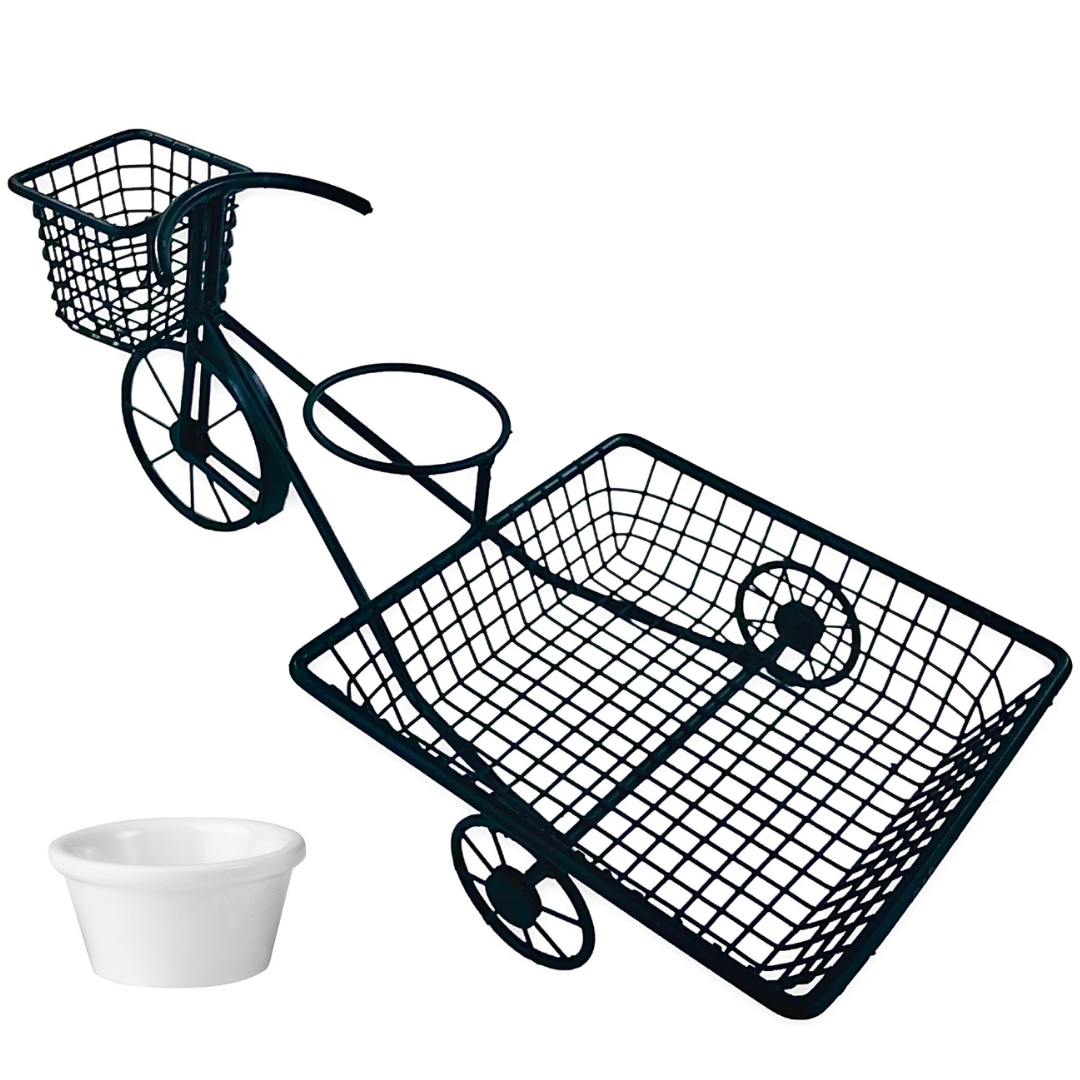 Bicycle-Shaped French Fries &Amp; Snack Serving Basket Iron Cycle Design Tray For Chips For Cafes, Restaurants &Amp; Home Use