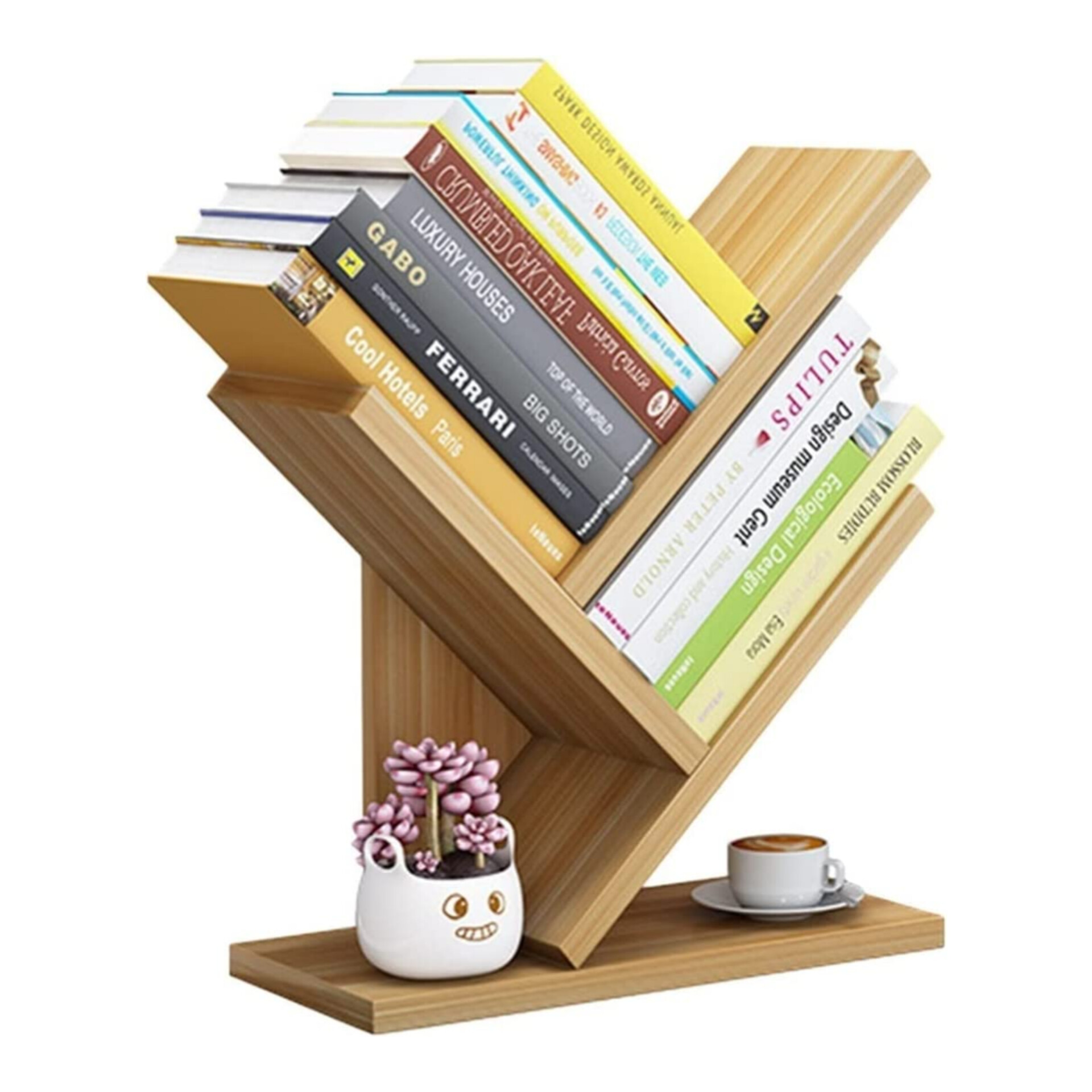 Tree-shaped bookshelf Desktop tree bookshelf 3-tier Bookcase Book rack ...