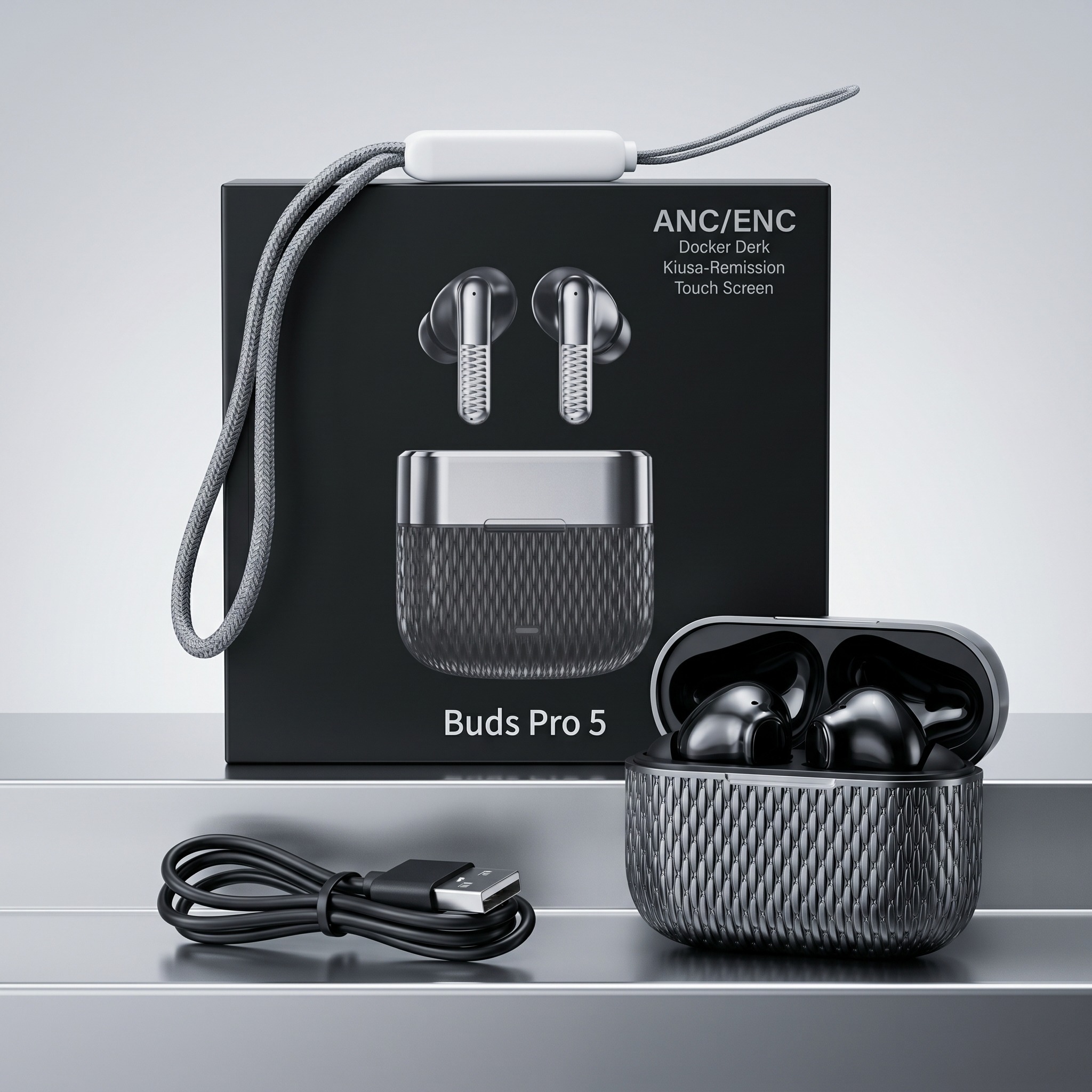 Buds Pro 5 Wireless Earbuds | Bluetooth 5.3 | ANC + ENC Noise Cancellation | HD Sound | Touch Control | Type C Charging Case | 30H Playtime | Low Latency Gaming