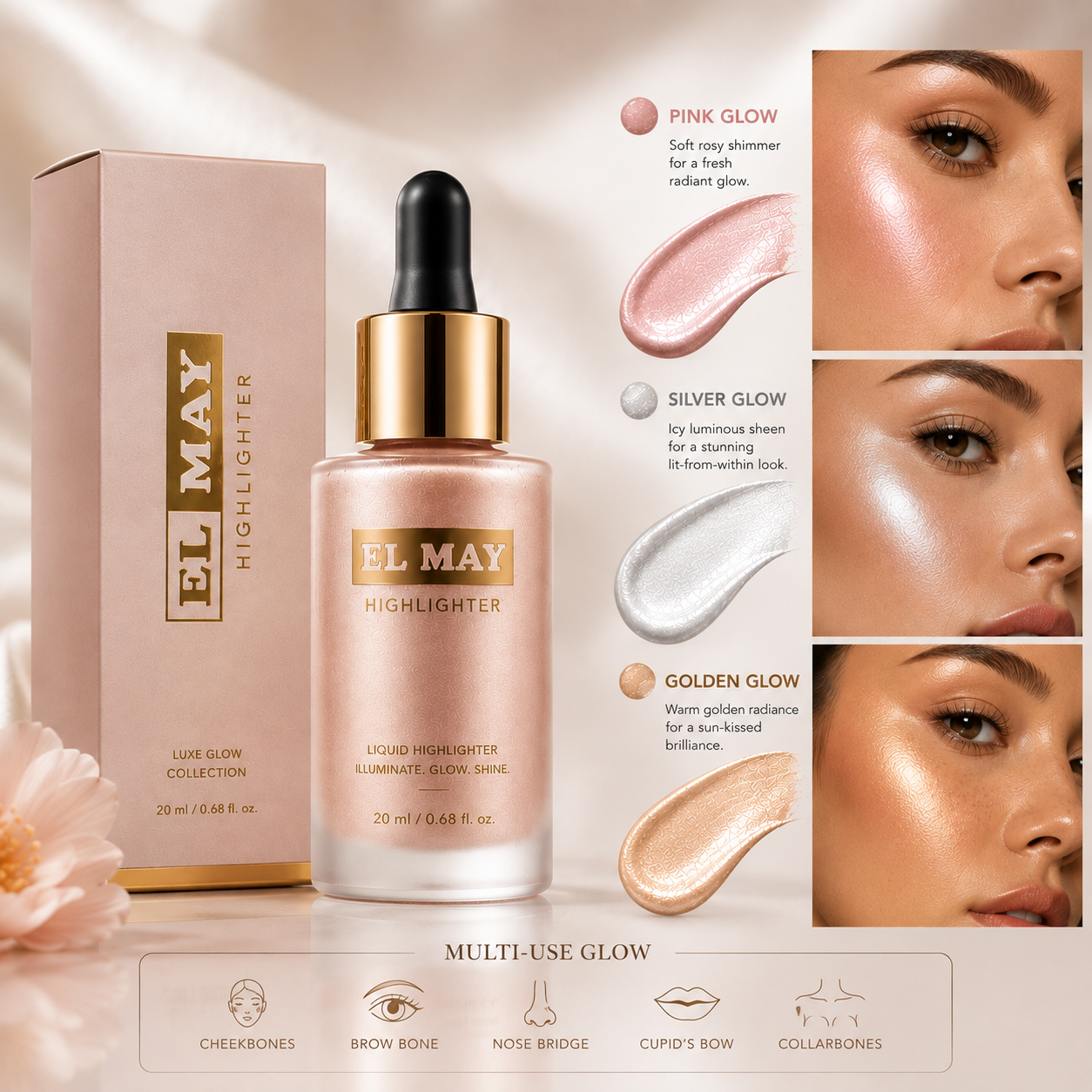 ELMAY - Deal Of Foundation + Concealer + Fixer + Lip Tint + Highlighter + Beauty Blender
