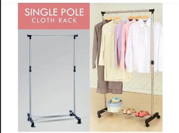 Single Pole Stainless Steel Cloth hanging Rack with Shoe Stand Laundry ...