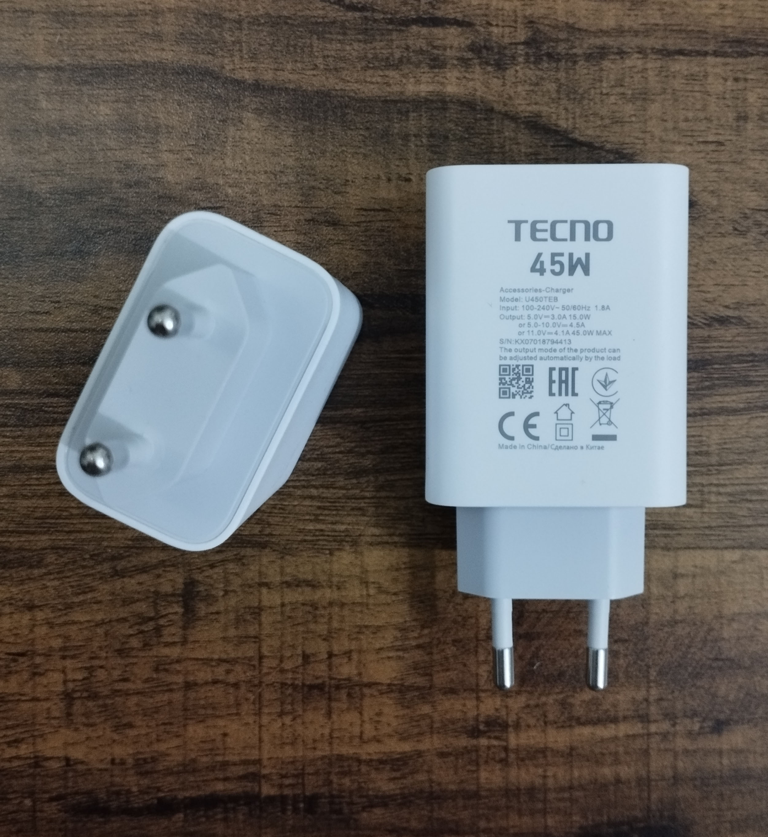 Original TECNO 45W Charger POVA 4 Pro And POVA 5 With Type C Cable & Without Cable Tecno 45 Watt Supercharge Mobile Charger Compatible with Camon, Phantom, Pova Series Tecno 45 Watt Charger
