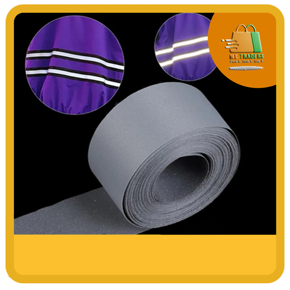 Highlight Reflective Film Safety Reflector Bag Shoes Cloth Glowing in Light Roadway Night Warning Strip 50mm (For Stitching) No Adhesive