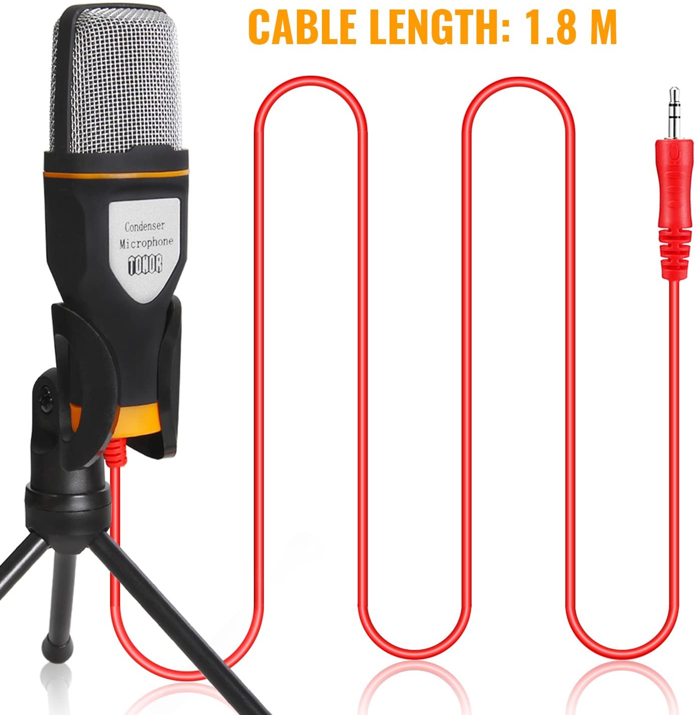 TONOR 3.5mm Audio Jack Condenser Sound Microphone Podcast Studio for PC Laptop Skype MSN Computer Recording (Black) UK ZONE STOCK