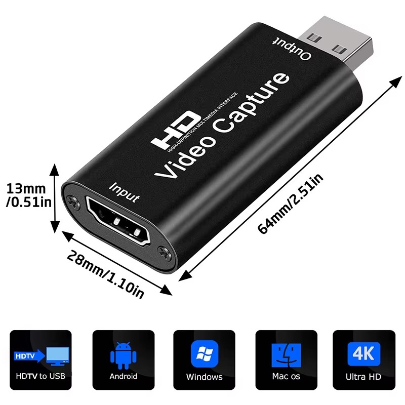 4k HD 1080P 30fps HDMI to USB Video Capture Card Game Recording Box for Computer Youtube OBS Etc. Grabber Live Streaming 4K HDMI Video Capture Card USB 2.0 3.0 for DSLR, PlayStations, Camcorders, TV Box, Live Streaming