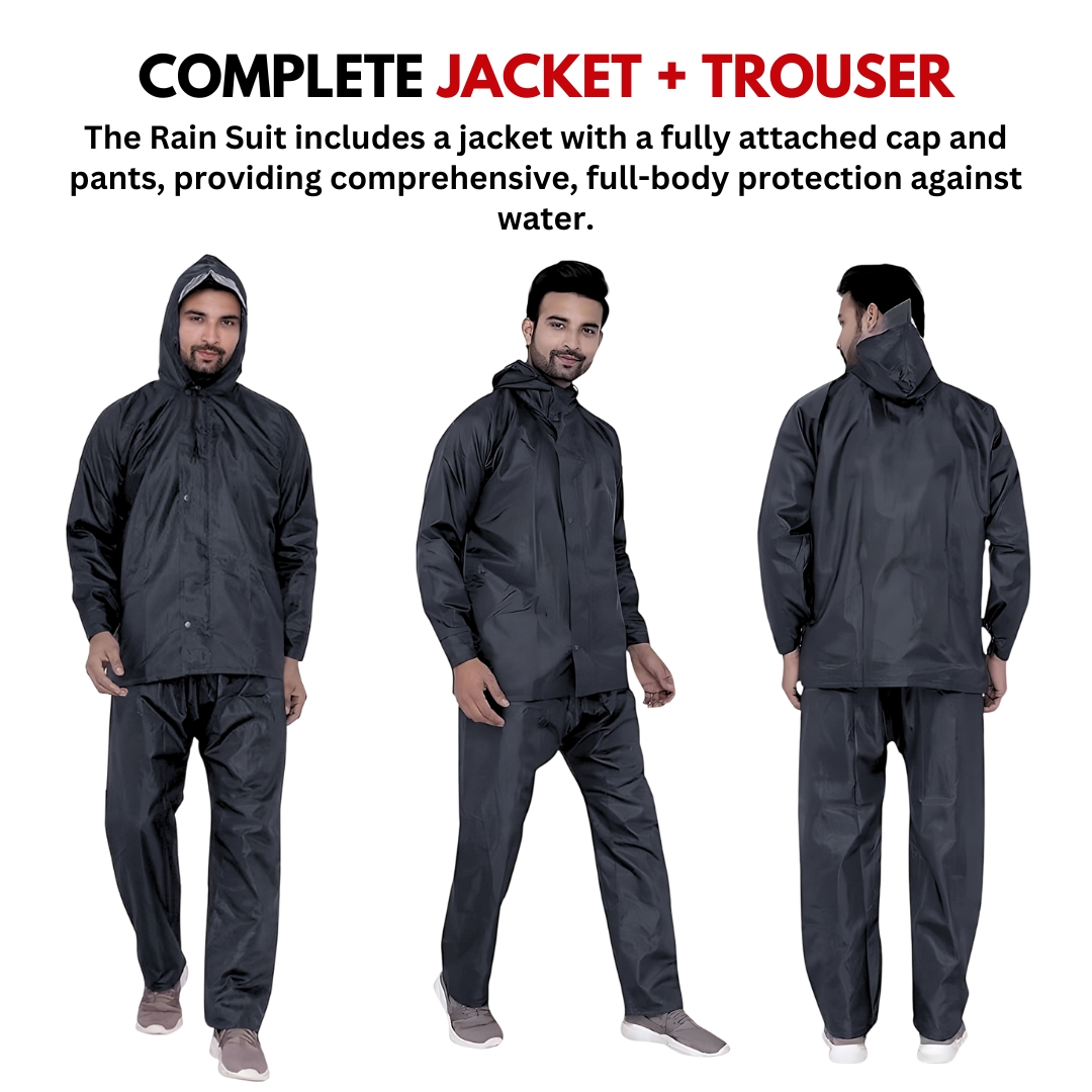 Rain Suit / LITE WATER PROOF / Rainsuit / Rain Cote With Trouser / Rain Coat With Cap For Men And Women| Pakistan’s #1 Best-Selling 2-Piece Hooded Rain Jacket & Trouser Set – Al Madina Store