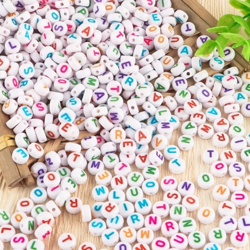 200 Pcs 7MM Multi Round Colorful Letter Acrylic Beads Alphabet Round Flat Loose Beads For Jewelry Making Bracelet DIY Accessories and other
