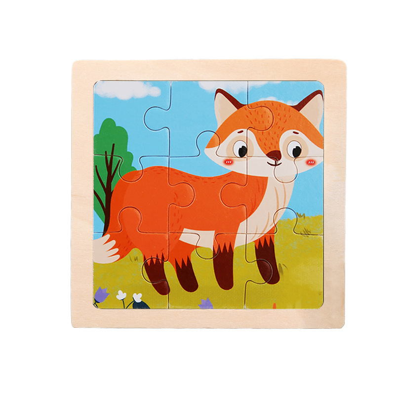 Montessori Wooden Picture Puzzles for Kids — 12 Colourful Animal Boards, 9-Piece Each for Hand-Eye & Problem Solving