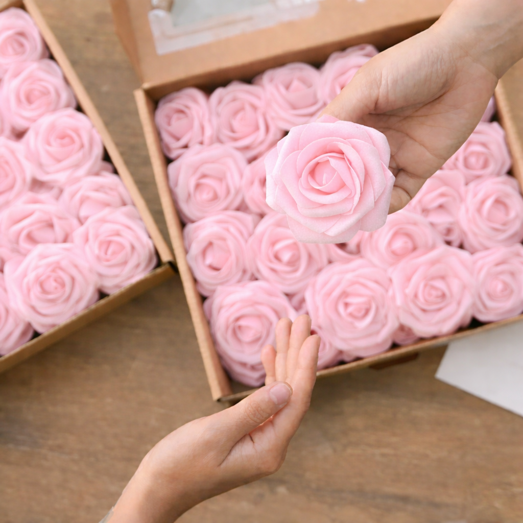 24pcs Ribbon Flowers, Handmade, Delicate Artificial Flowers - Long Stemmed, Realistic, Reusable, DIY Friendly for Valentine's Day, Wedding Bouquets, Centerpieces, Party Decorations, Home Decor, and Floral Arrangements