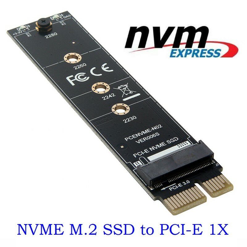 PCIE to M2 Adapter NVMe SSD M2 PCIE X1 Raiser PCI-E PCI Express M Key Connector Internal Solid State Drive