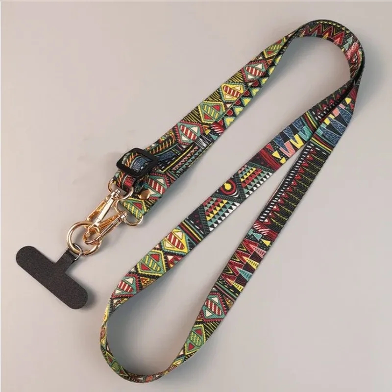 Anti-Lost Upgraded Version Of Retro Pattern Diagonal Strap Adjustable Anti-drop Mobile Phone Long Lanyard Hanging Neck Lanyard To Prevent Losing Rope Mobile Phone Pendant