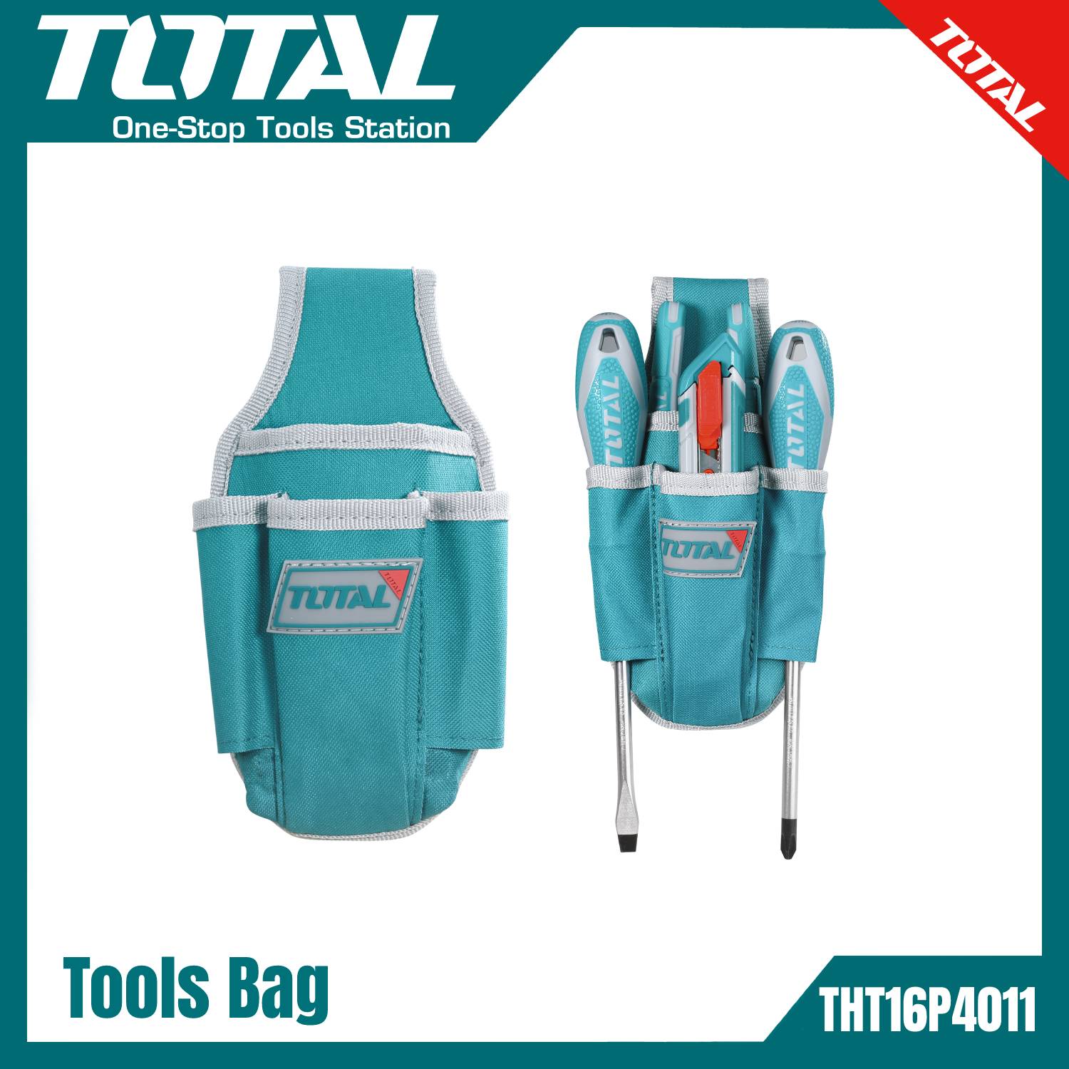 TOTAL 600D Polyeste Tools Bag with 4pcs Pockets For Tools THT16P4011