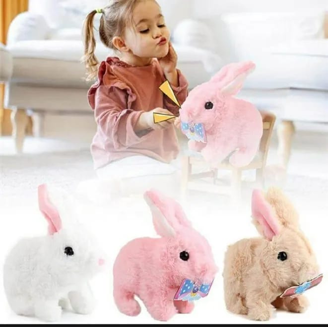 New Electric Plush Bunny Toy – Battery-Operated Walking Rabbit with Music and Moving Ears – Realistic and Interactive – Walks, Jumps, Twitches, and Wiggles Its Ears – Requires 2 AAA Batteries – Perfect Toy for Kids.