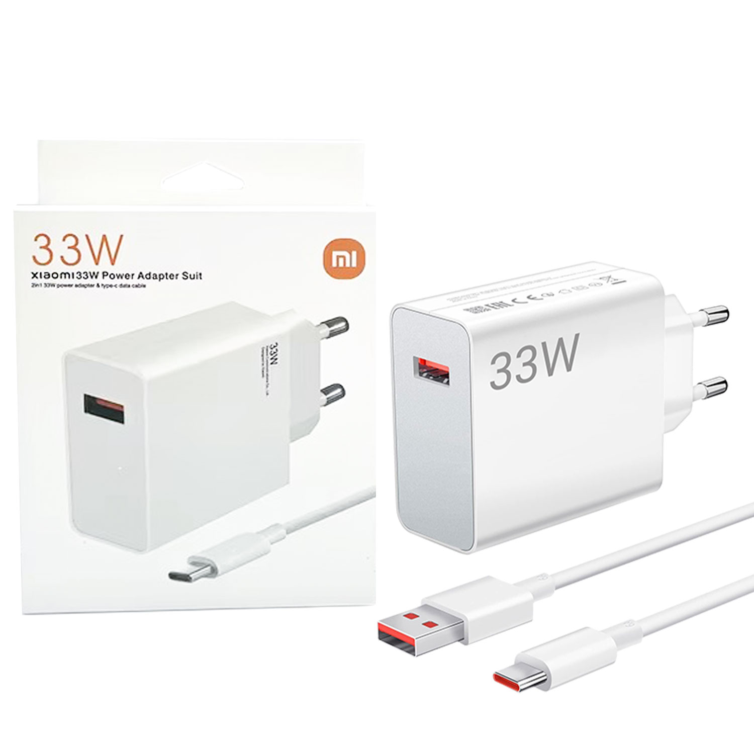 Xiaomi 33W Eu Plug Qc3.0 Fast Quick Wall Charger With Cable - Bestest Speed - Bestest Quality