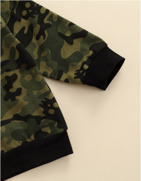 Real Boss By Rich Man Army Green Camouflage Clothes Set 2 Pieces Long Sleeve Sweat Shirt And Trouser Tracksuit For Boy And Girls - Tshirts For Boys / Tshirts For Girls