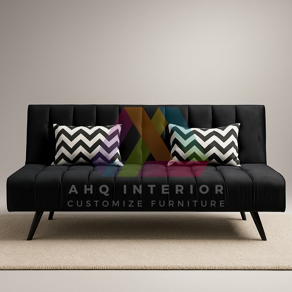 Turkish Style 3 Seater Sofa Cam Bed With 2 Free Cushions Armless Best Price Furniture Sofas  | Fabric Velvet | Customize in All Colors | Compact Living Spaces, Dorms, Guest Rooms, Apartments, Offices | Imported