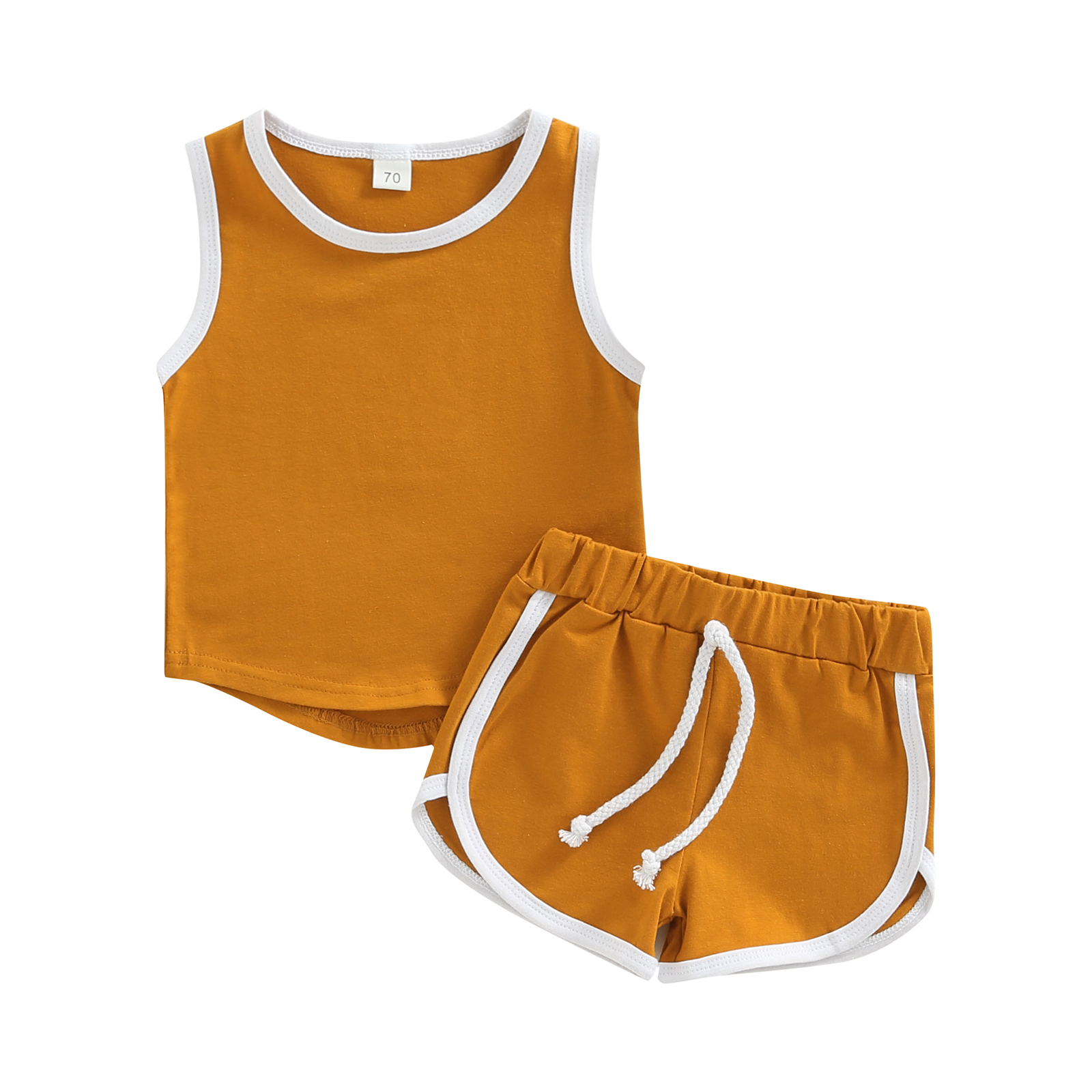 Baby Boys Tanks Tops Shorts, Sports Casual Style Elastic Waist