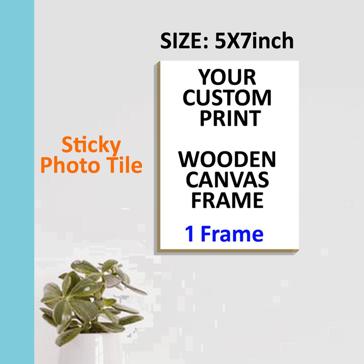 Premium Print Quality Custom Design / Picture Wall Hanging Sticky Wooden Canvas Frame for Wall Art Decoration / Sticky Photo Tile