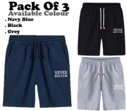 Pack Of 3 - Summer Cotton Shorts For Men - (With Two Side Pockets Only)