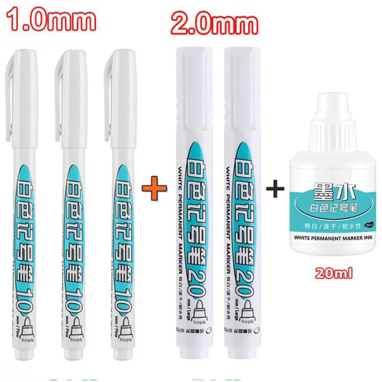 10 Pcs Oily White Marker Pen Graffiti Pens Waterproof Permanent Gel Pencil  Tire Painting Notebook Felt Tip Pen