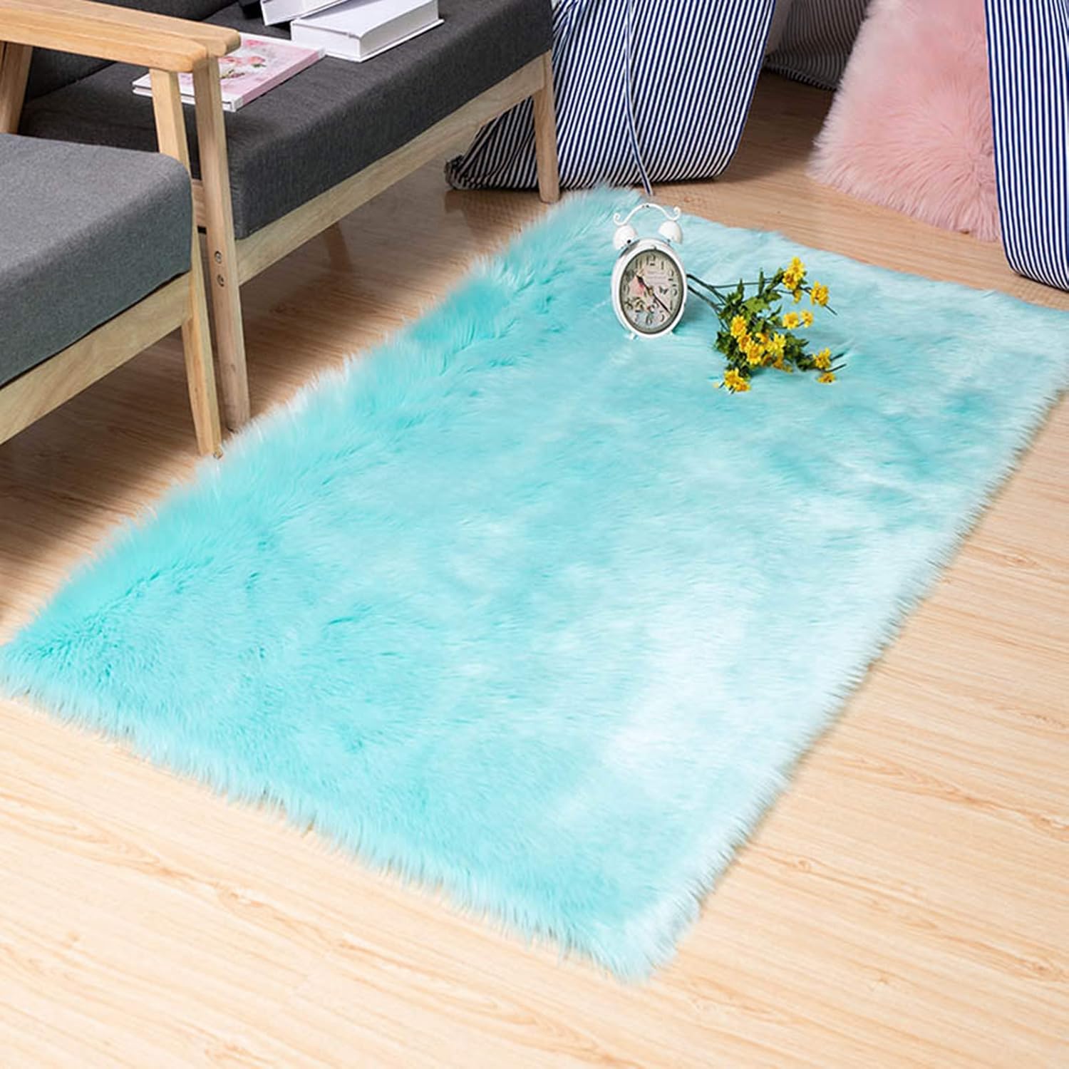 Faux Sheepskin Rug Grey Sheep Foot Door Mat Rug 24inch x 39inch