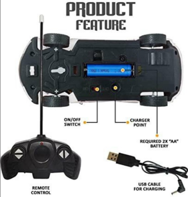 Rechargeable Remote Control High Speed 3D Famous Car With Lights And Left Right Turn Option
