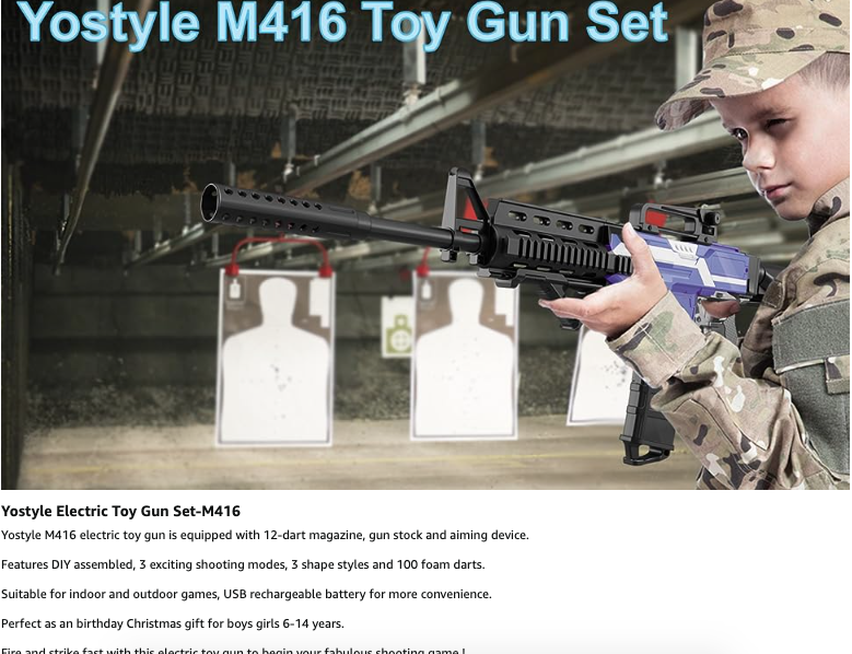 Cap Gun Electric Automatic Toy Gun With 100 Soft Bullets - Foam Dart ...