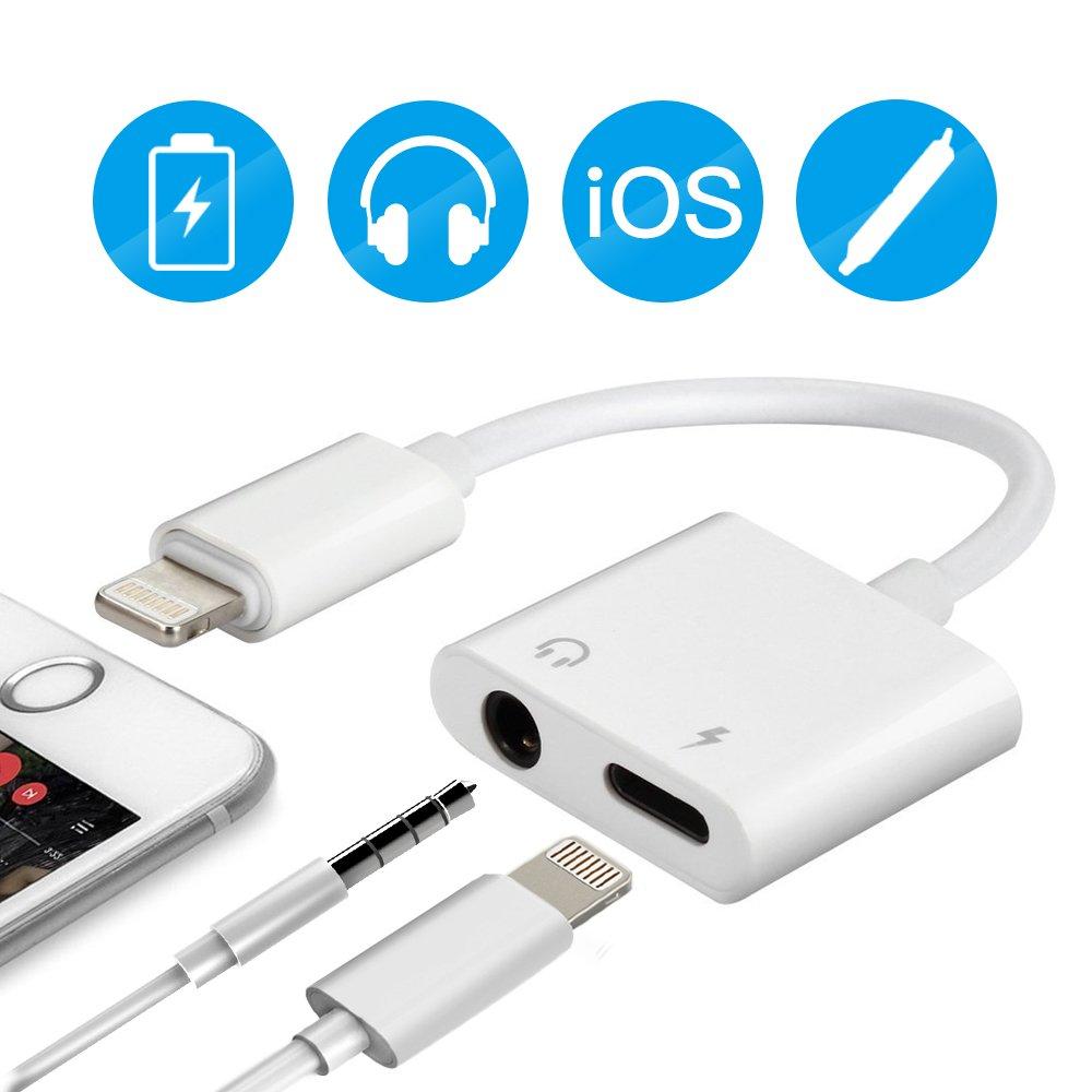 AzaTech Lightning to 3.5mm 2 in 1 Earphone Audio Adapter For Lighting Charger Cable Mobile Phone Aux Dual Jack Splitter Headphone & Fast Charging Connector Converter