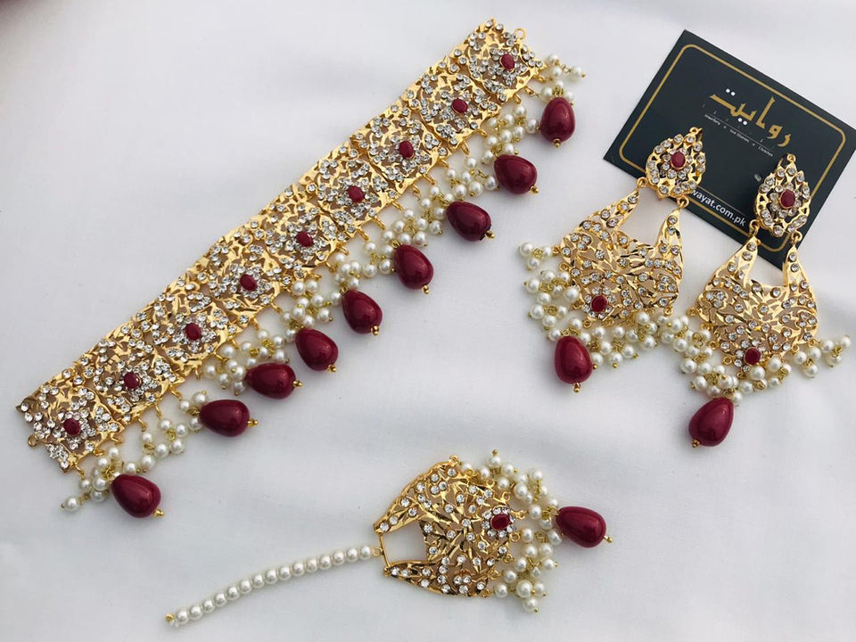 Hyderabadi Choker Set-11 (maroon) Price in Pakistan - View Latest ...