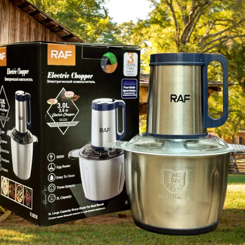 Electric Meat & Vegetable Chopper  RAF and Silver Crest  3L Stainless Steel Bowl  4 Blades  3 Speed Control  Qeema Machine