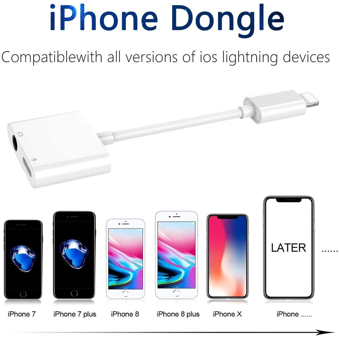 AzaTech Lightning to 3.5mm 2 in 1 Earphone Audio Adapter For Lighting Charger Cable Mobile Phone Aux Dual Jack Splitter Headphone & Fast Charging Connector Converter