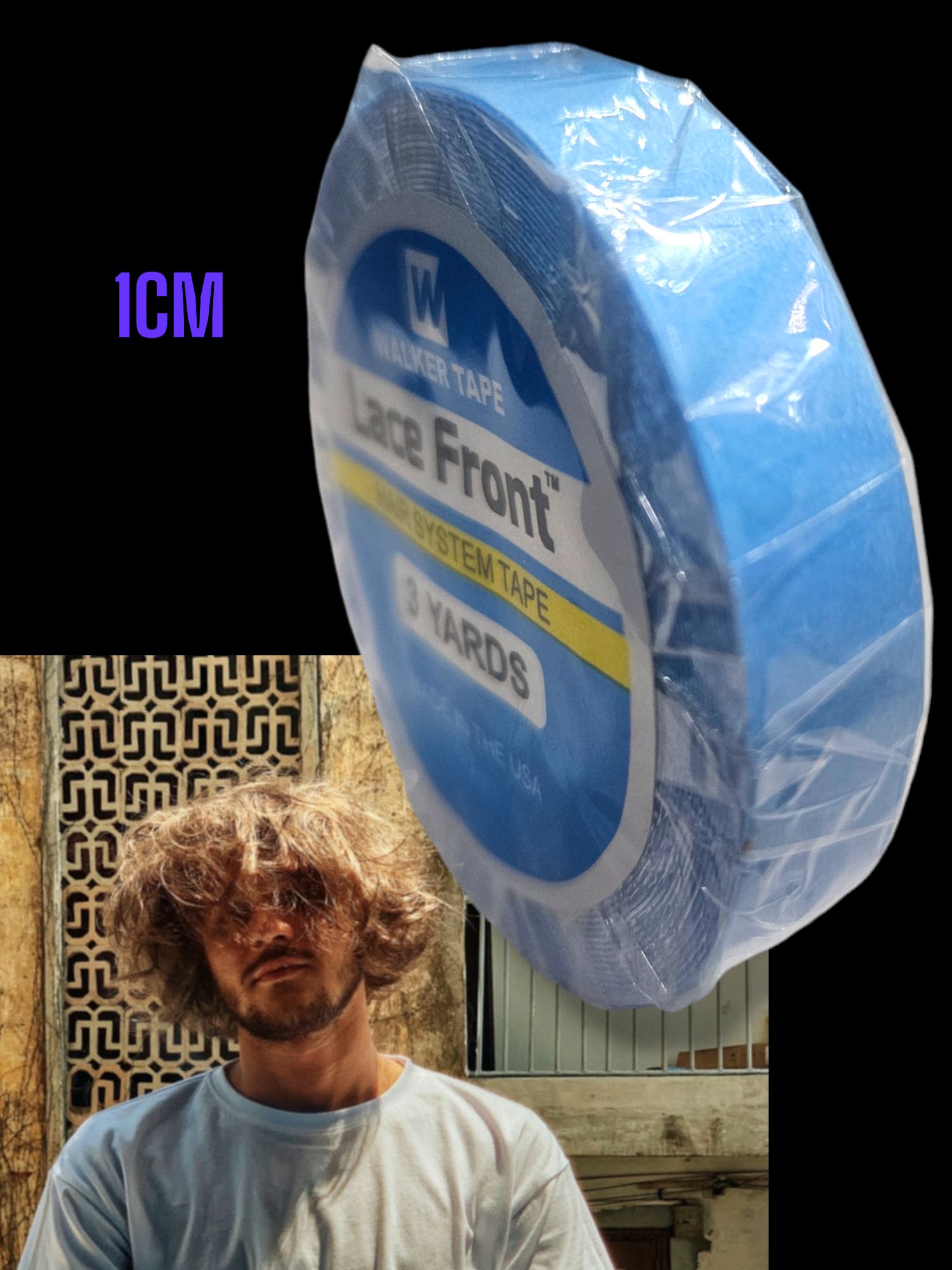 Walker Lace Front Support Tape Roll - No-Shine Blue Double-Sided Hair System Tape - 1 cm, 2 cm & 1 inch Widths, 3 to 36 Yards