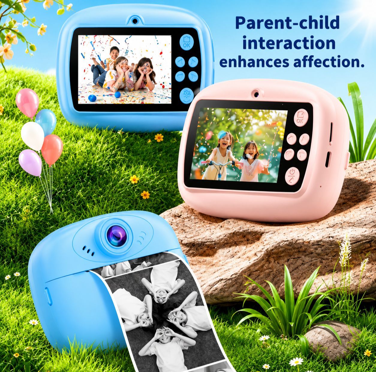 Smart Digital Dual Lens instant Print camera For kids 1080 P Vedio Recorder & Selfie Camera With Tharmal Printer Camera 2.4" IPS Screen Mini Portable Camera With Games Best Gift For Gift For Both Girls And Boys ! Children Digital Camera Toys For Kids