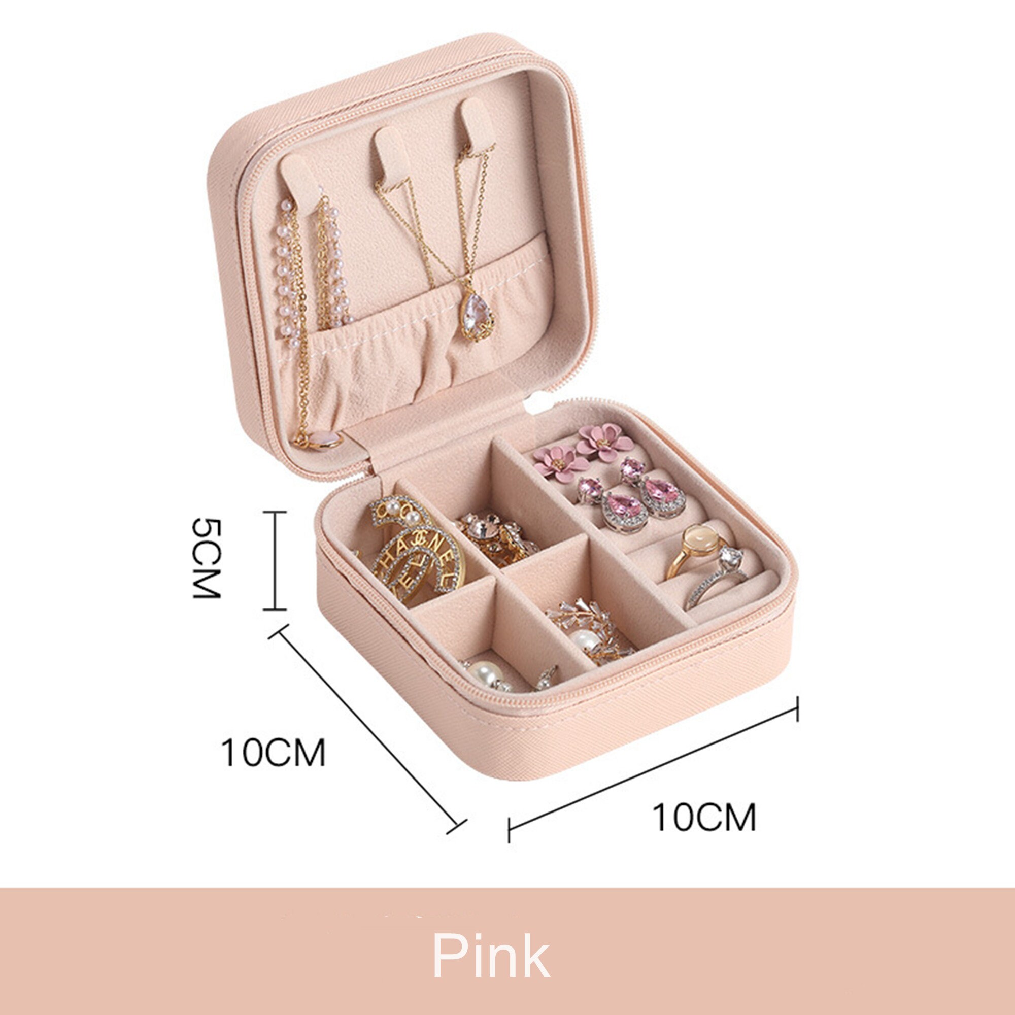 Leather Travel Jewelry Organizer Box for Women – Portable Storage Case for Hair Accessories & Rings – Classic Style – All Season