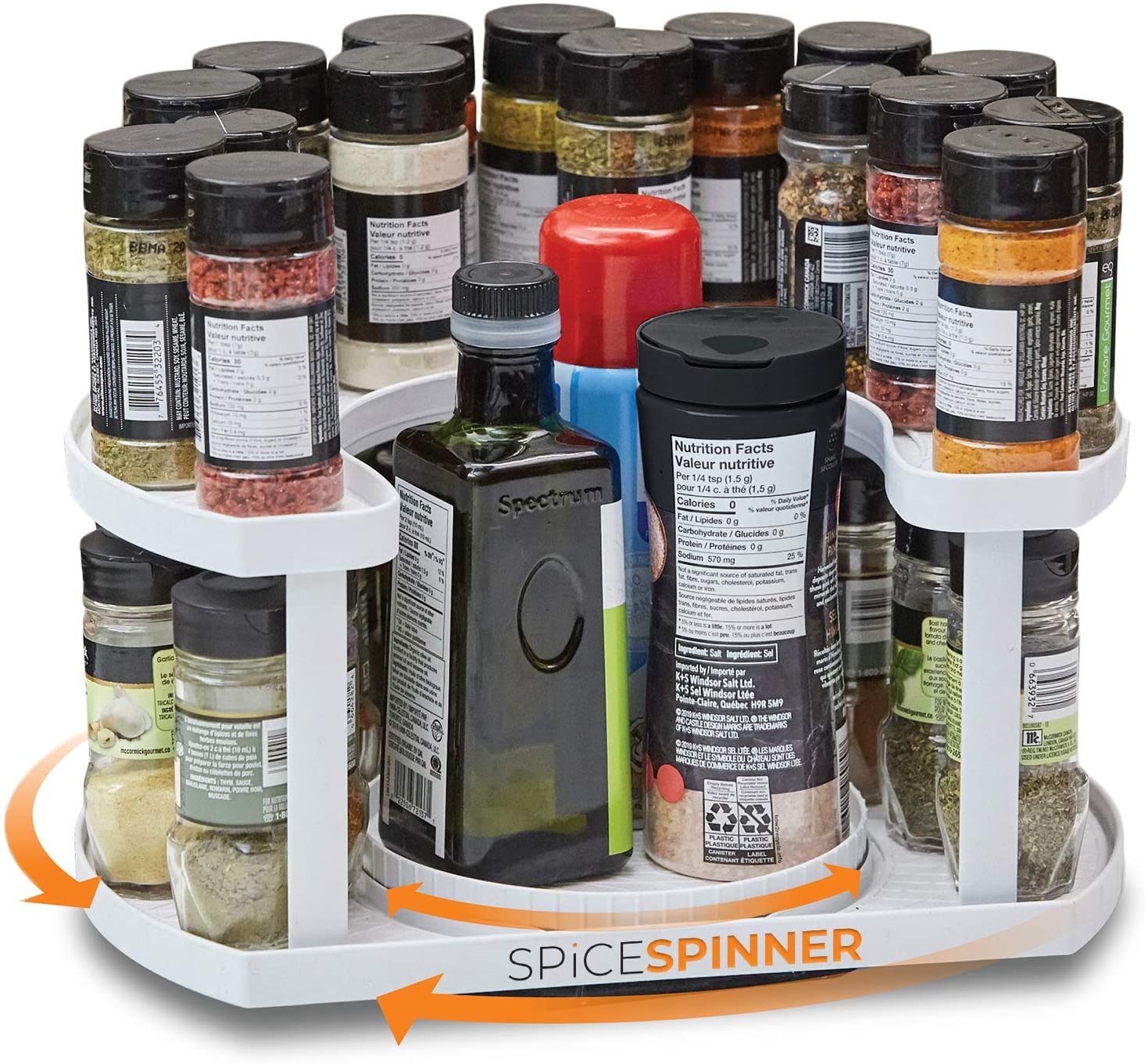 UShaped DoubleLayer Rotating Rack Rotatable Condiment Organizer Kitchen Spice Jar Storage Rack
