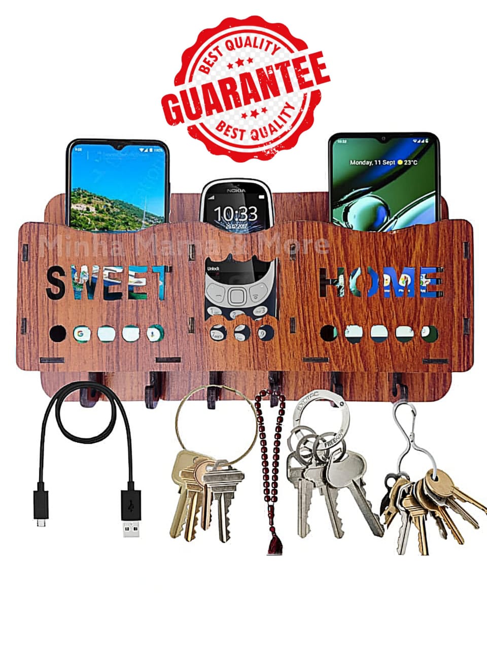 Wall-Mounted Wooden Organizer for Keys, Phone, and Other Essentials - Modern Home Decor Accessory