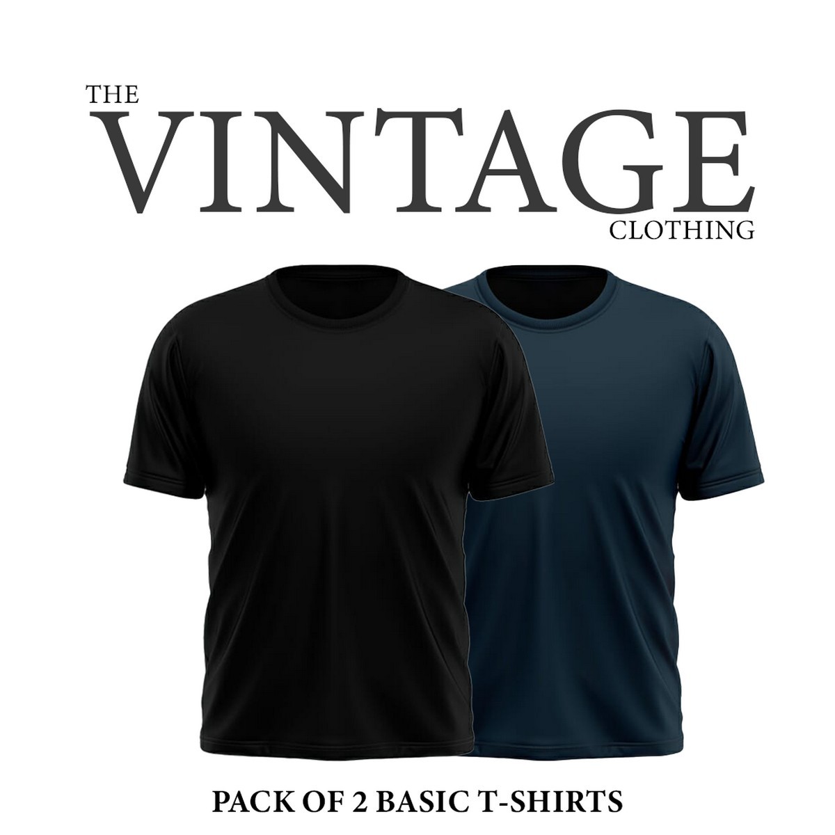 The Vintage Clothing Pack of 2 plain basic half sleeves Tshirt For Men