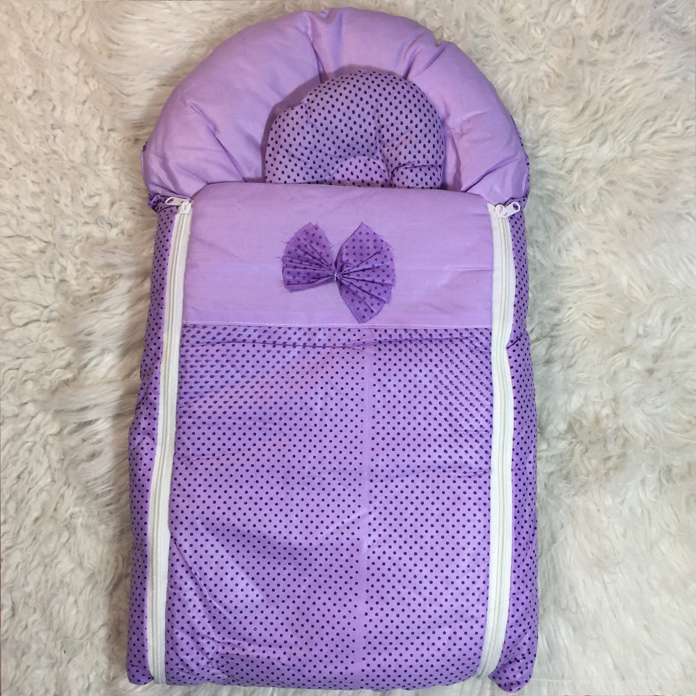 Love Baby Sleeping Bag with 1 Pillow Bow Ribbon Design - Headshaper - Carry Nest Bag - Crib 0-1 Year Infant Portable Baby Cots Net Infant Sleeping Bag - baby bistar gaddi - baby nest bed accessories for baby, bistar infant newborn dipper bag multicolored