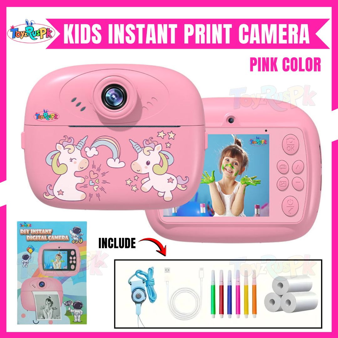 Smart Digital Dual Lens Instant Print Camera for Kids | 1080P Video Recorder & Selfie Camera with Thermal Printer | 2.4" IPS Screen | Mini Portable Camera with Games | Birthday Gift for Girls & Boys | Children’s Digital Camera Toy | ToyzRusPk