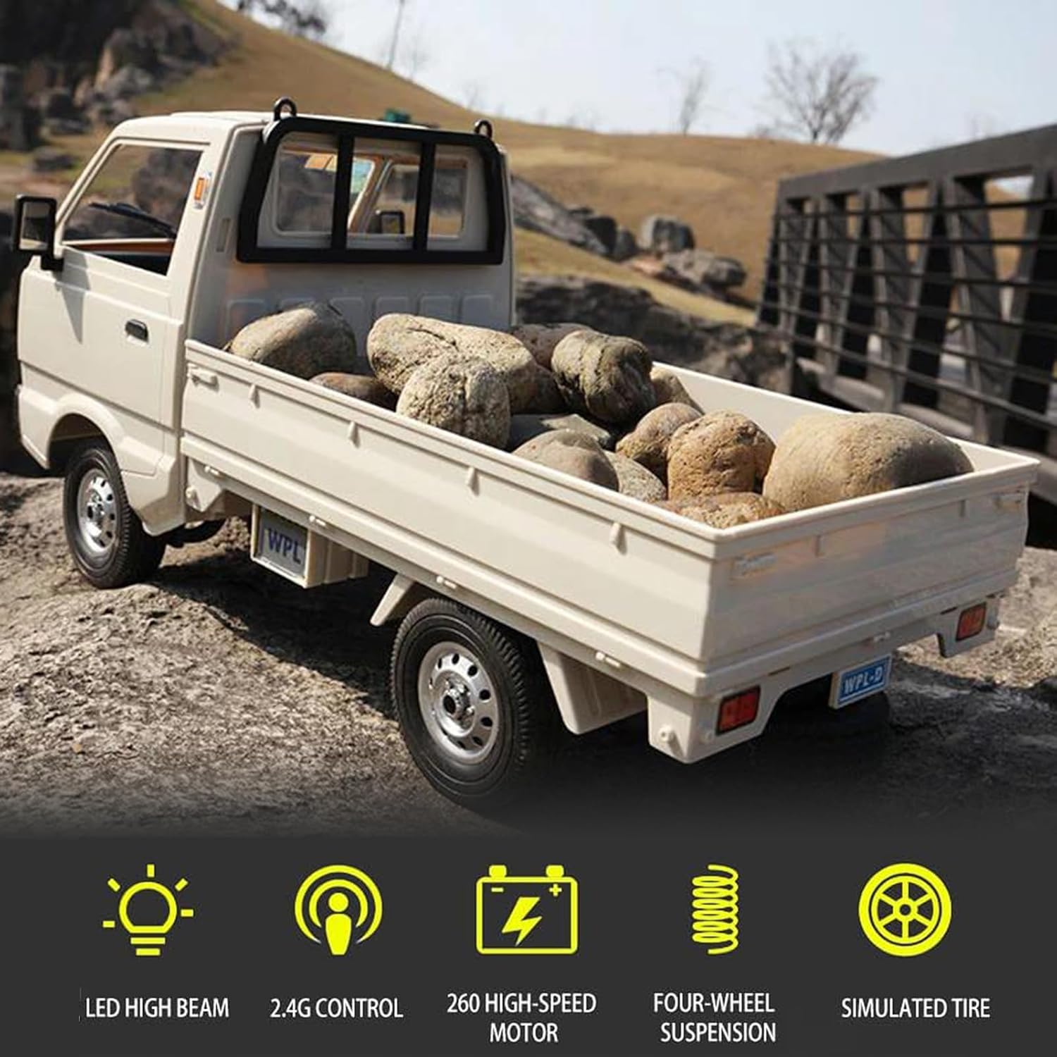 D12 RC Pickup Truck 1/10 Scale Racing Drift Cars RC Vehicle Climbing Car for Adults, Throttle & Steering Remote Control Cargo Truck Van Toy with Led Lights