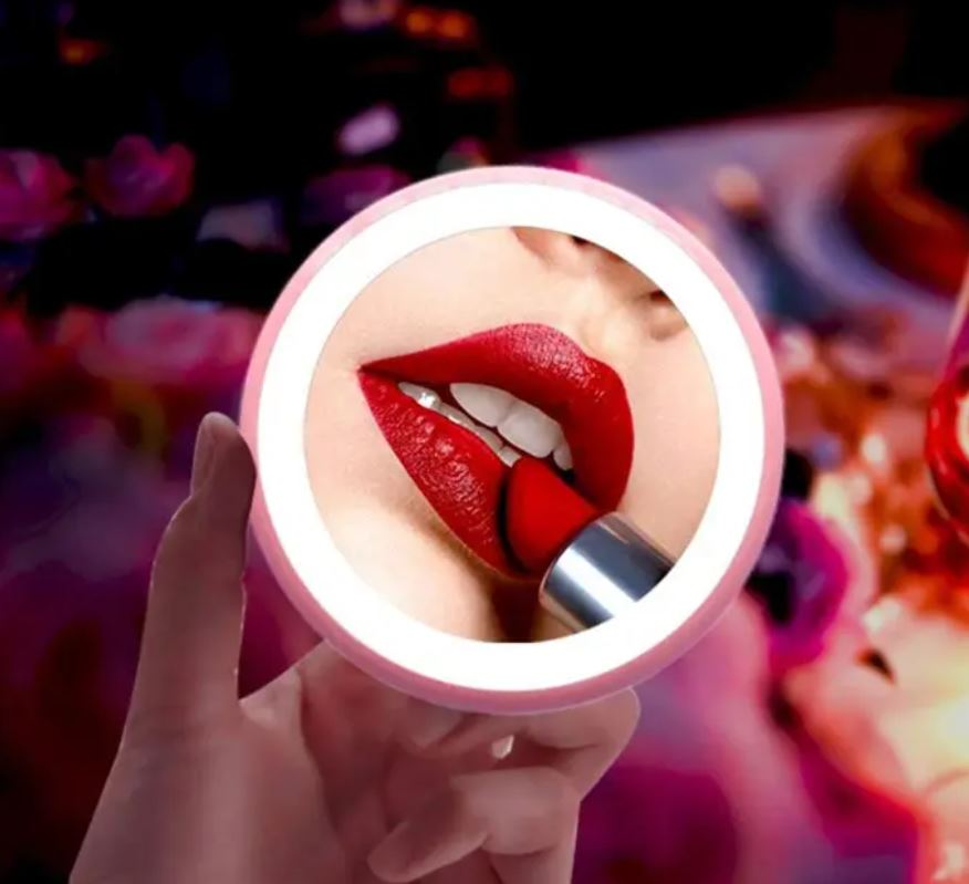 LED Mirror For Makeup - Portable Round Make Up Cosmetic Mirror