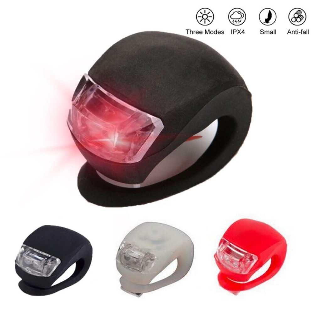 2 Pcs Silicone Bicycle Bike Cycle Safety LED Head Front and Rear Tail Light Set Silicone LED Bike Lights Waterproof Bicycle Head Front Light Cycling Wheel Flash Rear Lamp Night Warning Taillight