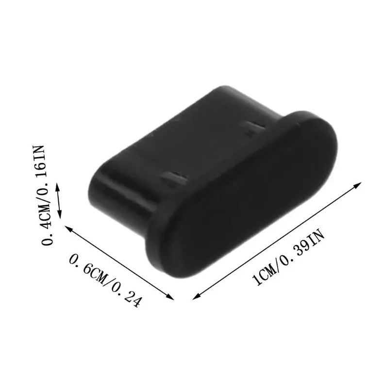 4-Pack Universal Type-C Anti-Dust Plugs for USB Ports, Durable Polymer Protection, New - Black