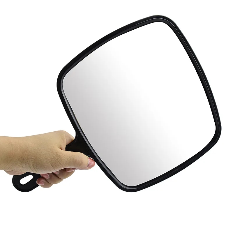 Hairdressing Handheld Large Mirror Comfortable Black Coating Mirror Beauty Makeup Hairdresser Household Looking Glass 20023
