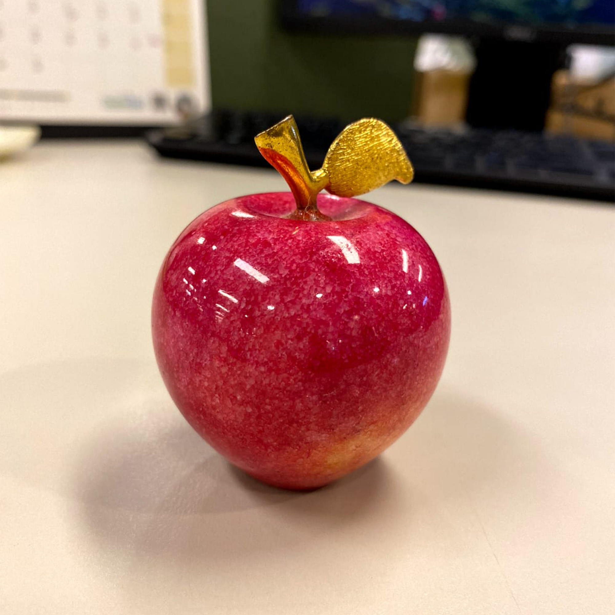 2 Inch Handmade Marble Apple Set - Decorative Paperweight for Home & Office